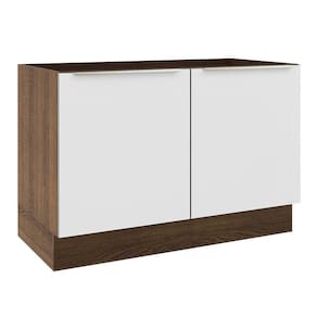 Balcão Gabinete De Pia 120 Cm 2 Portas Rustic/Branco Veludo