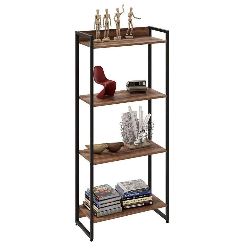 Estante Livreiro Multiuso Dynamica Industrial 60cm 4 Prateleiras C08 Nogal