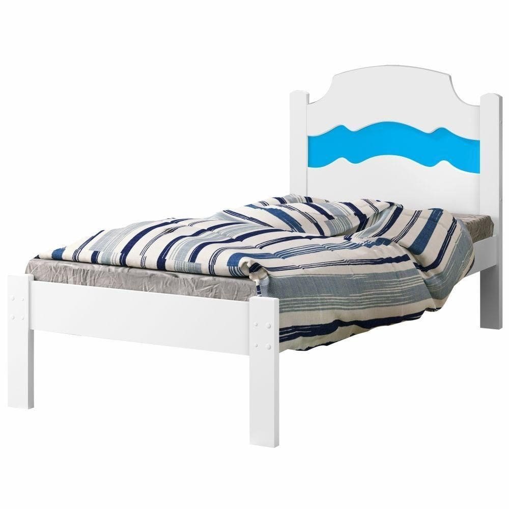 Cama Solteiro Iris Branco Rosa Com Colchão