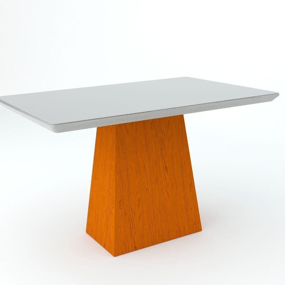 Conjunto De Mesa Madeira Vidro E 4 Cadeiras White