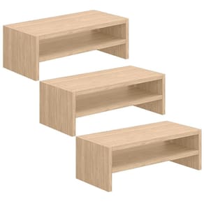 Kit 03 Suportes Stand Para Monitores Mesa Escritório Home Office Lap L03 Amadeirado