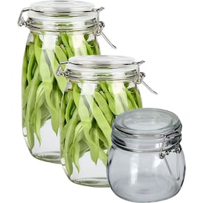 Kit 3 Potes De Vidro Hermético Vedação Conserva Mantimentos