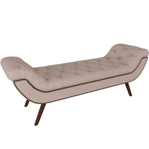 Puff Recamier Decorativo Com Tachas 160 Cm Santorini P05 Linho Bege - Lyam Decor