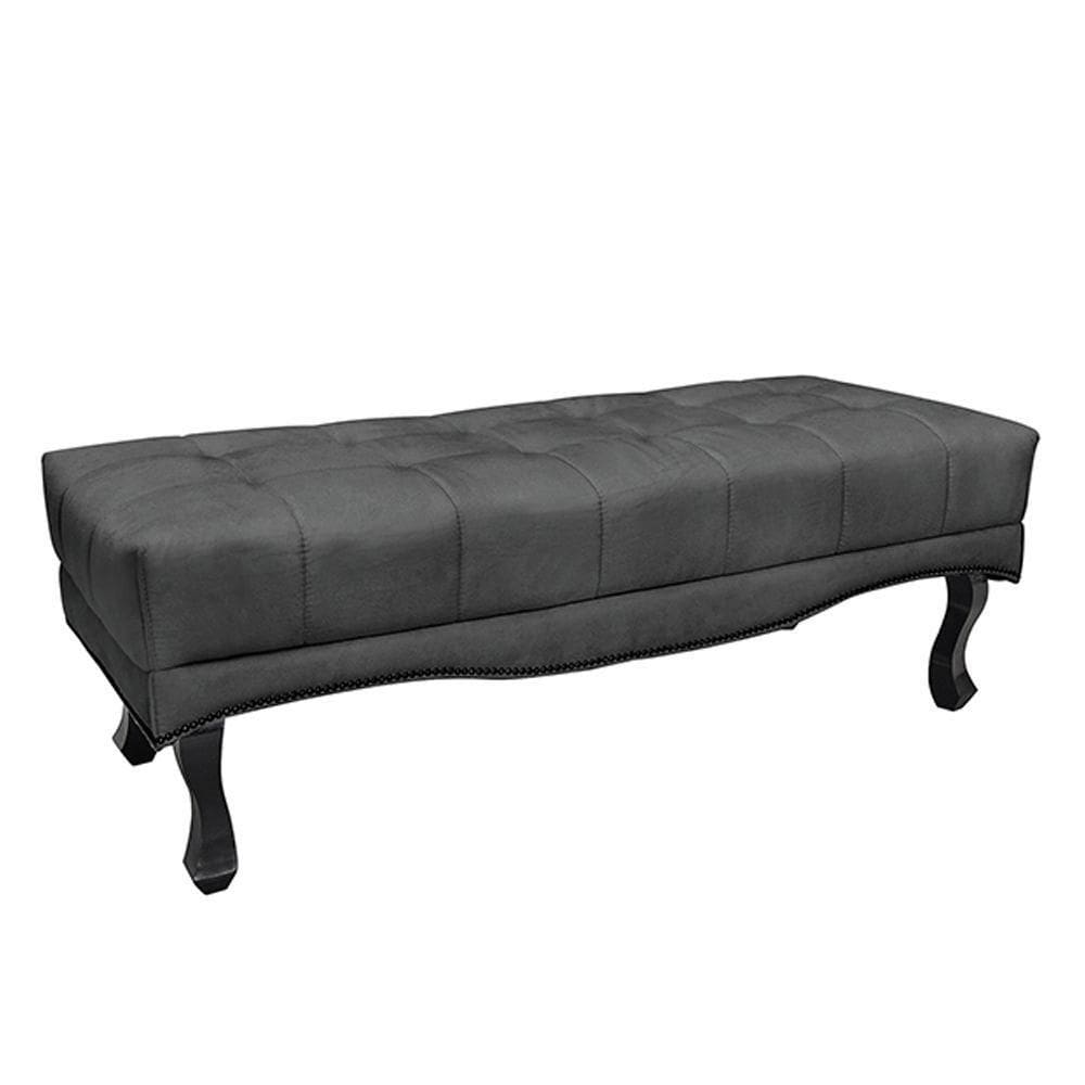 Recamier Decorativo 160cm Loewe Suede Pés De Madeira Cinza