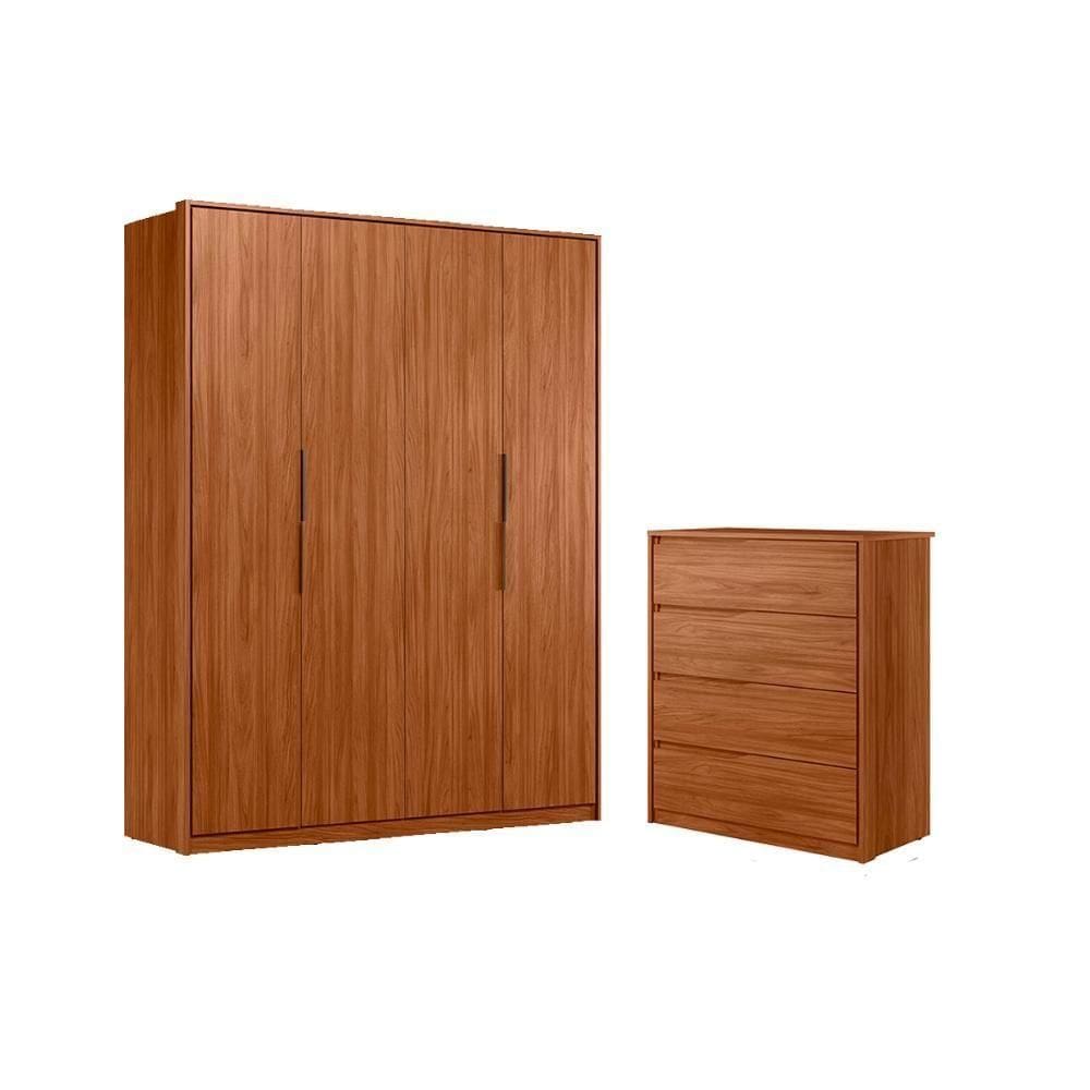 Cômoda E Guarda Roupa Nice Nogueira Touch