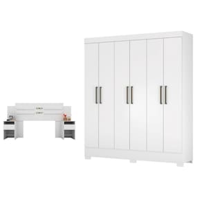 Conjunto Cabeceira E Guarda Roupa Casal Virgina Branco