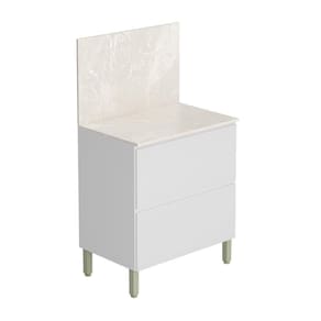Balcão 80cm Art 1 Porta 1 Gaveta Com Tampo E Painel 3021 Branco E ártico