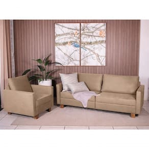 Conjunto Sofá 1,80 2 Lugares E Poltrona Plaza Marrom Claro - Straub Web