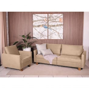 Conjunto Sofá 2,00 2 Lugares E Poltrona Plaza Bege - Straub Web