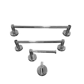 Kit Papeleira Cabide Toalheiro 60Cm Toalheiro 30Cm Redondo