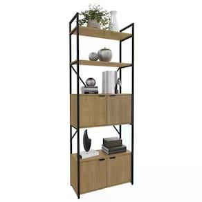 Estante Alta 04 Portas 200x72cm Crome Li018 Freijo Preto Kap
