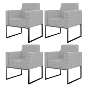 Kit 04 Poltronas Sala Base Fixa Metal Helô L02 Pied Poule