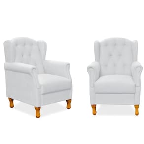 Kit 02 Poltronas Para Sala De Estar Yara P02 Corino Branco