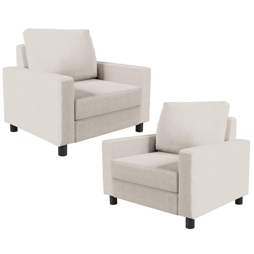 Kit 02 Poltronas Malta L02 Linho Cru