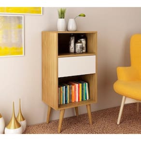 Estante Baixa Para Sala 01 Gaveta E1715 Natural Off White
