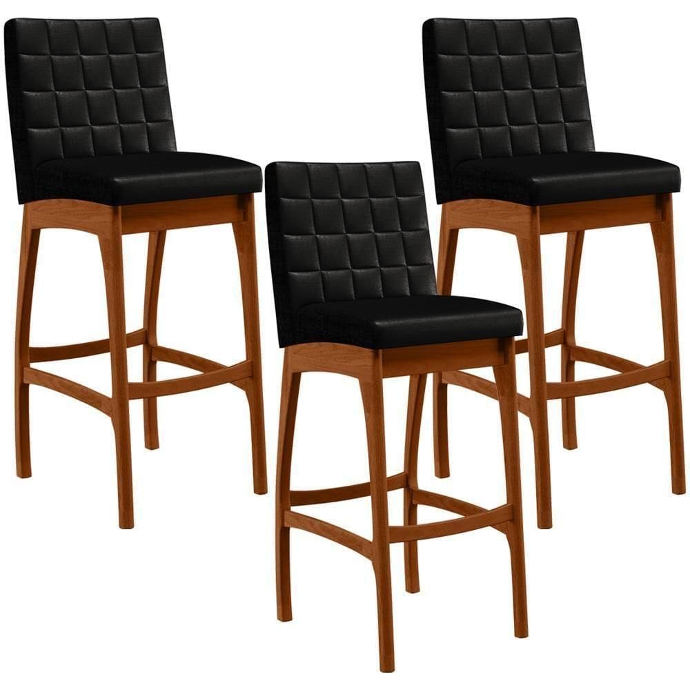 Kit 03 Banquetas Altas Mila Facto Preto