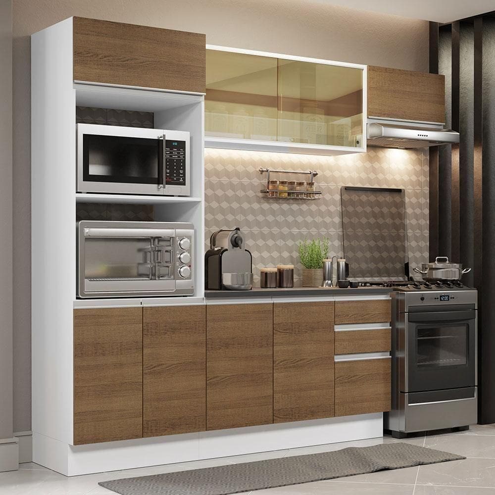 Cozinha Completa 250004 Com Armário E Balcão Branco/Rustic
