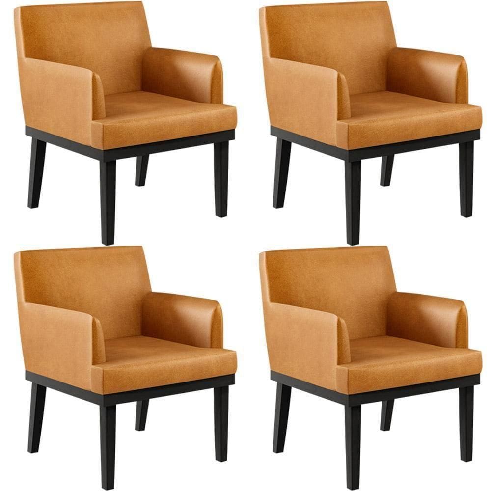 Kit 04 Poltronas Base Preto Beatriz W01 Couríssimo Whisky