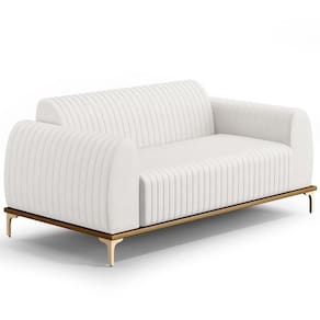 Sofá 3 Lugares Molino 180 Cm Pés D`ouro Corano Branco C-12
