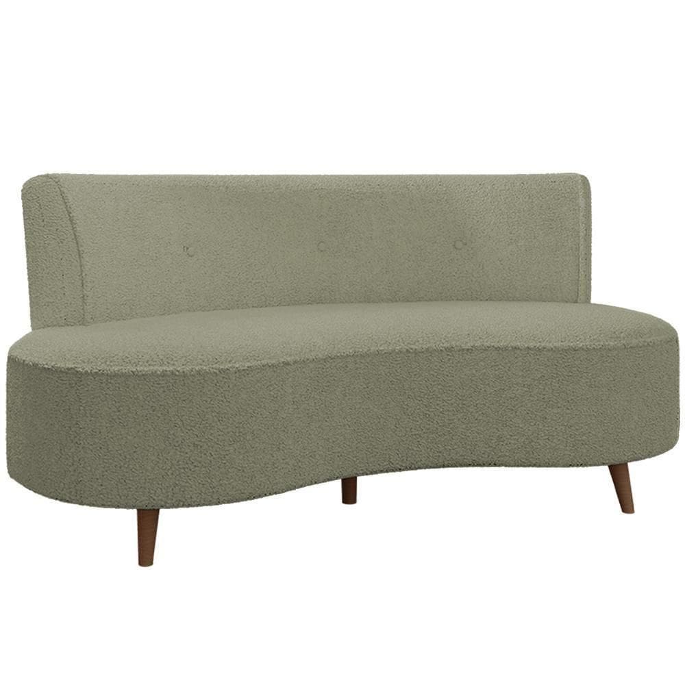 Sofá Chaise Living 2 Lugares 160cm Para Sala Istambul K01 Bouclê Verde - Lyam Decor