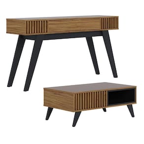 Kit Aparador Com Mesa De Centro 1 Gaveta Preto Noce Milano