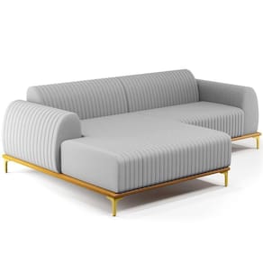 Sofá 5 Lugares Com Chaise Esquerdo 300cm Cinza