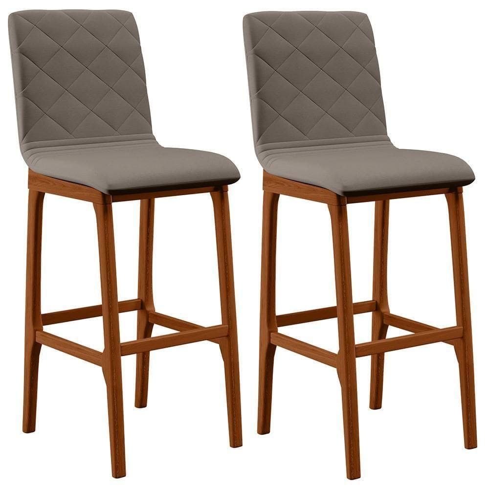 Kit 02 Banquetas Altas Zoe Linho Bege