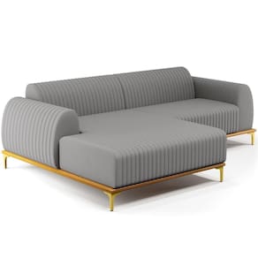 Sofá 6 Lugares Com Chaise Esquerdo 350cm Cinza Escuro