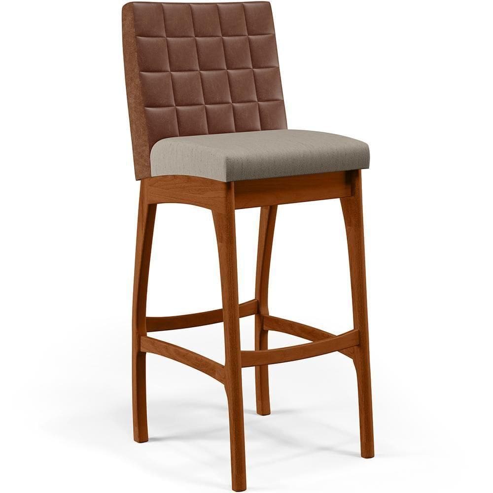 Banqueta Alta Para Cozinha B04 Marrom Bege
