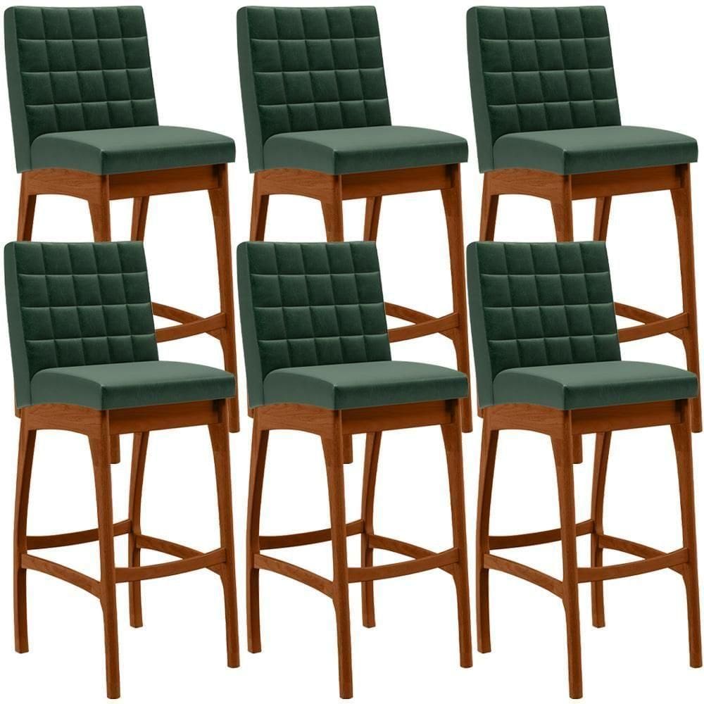 Kit 06 Banquetas Altas Mila Facto Verde Musgo