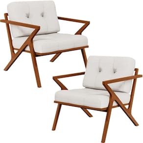 Kit 02 Poltronas Com Cintas De Corano Laís Bouclê Cru