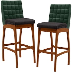 Kit 02 Banquetas Altas Cozinha B04 Verde Musgo Chumbo