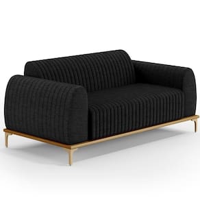 Sofá 3 Lugares Molino 210 Cm Pés D`ouro Chumbo D-465