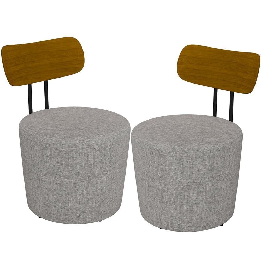 Kit 02 Poltronas Base Fixa Luara M03 Cinza
