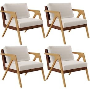 Kit 04 Poltronas Pietra Couríssimo Marrom Linho Cru