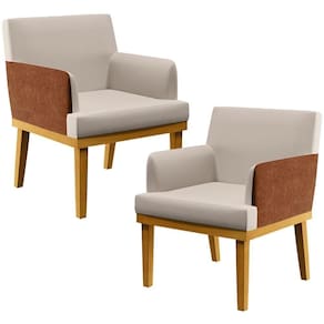 Kit 02 Poltronas Beatriz W01 Linho Cru Camel