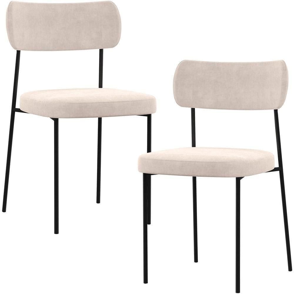 Kit 02 Cadeiras Para Sala De Jantar L02 Suede Bege