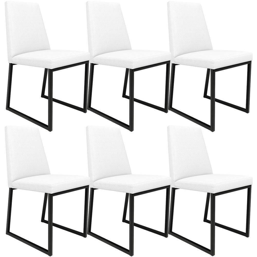 Kit 06 Cadeiras Para Sala De Jantar L02 Corano Branco
