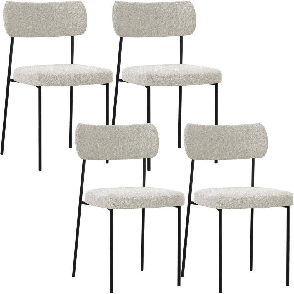 Kit 04 Cadeiras Para Sala De Jantar Melina L02 Bouclê Creme