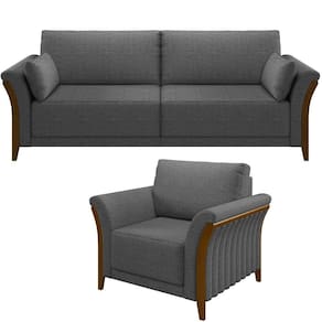Kit Sofá 02 Lugares 162Cm Com Poltrona M03 Chumbo
