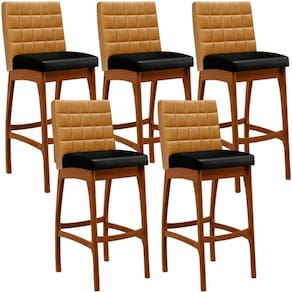 Kit 05 Banquetas Altas Cozinha Sala Jantar B04 Whisky Preto