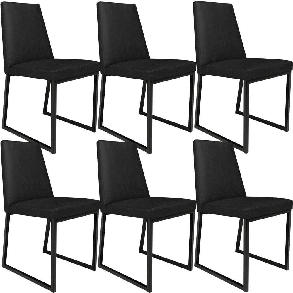 Kit 06 Cadeiras Sala De Jantar L02 Preto