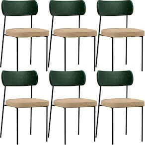 Kit 06 Cadeiras Sala De Jantar L02 Verde Musgo Bege Escuro