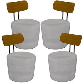 Kit 04 Poltronas Base Fixa Luara M03 Veludo Cinza