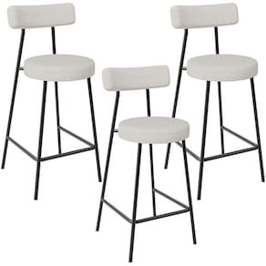 Kit 03 Banquetas Baixa Para Cozinha Sala De Jantar Bar Bancada Milão L02 Bouclê Cru-LyamDecor