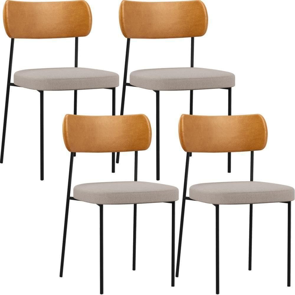 Kit 04 Cadeiras Para Sala De Jantar Melina L02 Whisky Bege
