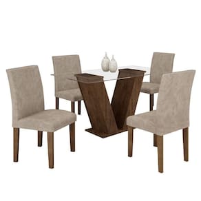 Conjunto Sala De Jantar Mesa Tampo De Vidro E 4 Cadeiras
