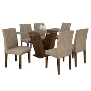 Conjunto Sala De Jantar Mesa Tampo De Vidro E 6 Cadeiras