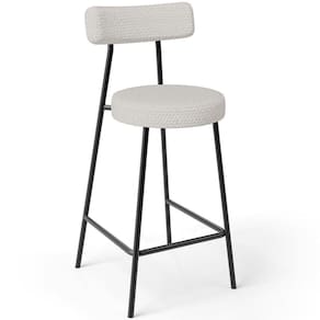 Banqueta Baixa Para Cozinha Sala De Jantar Bar Bancada Milão L02 Bouclê Cru-LyamDecor