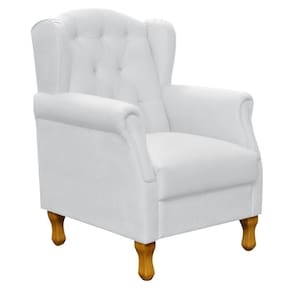 Poltrona Para Sala De Estar Yara P02 Corino Branco